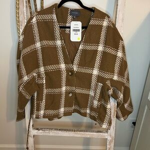 Taupe and White Plaid Jacket